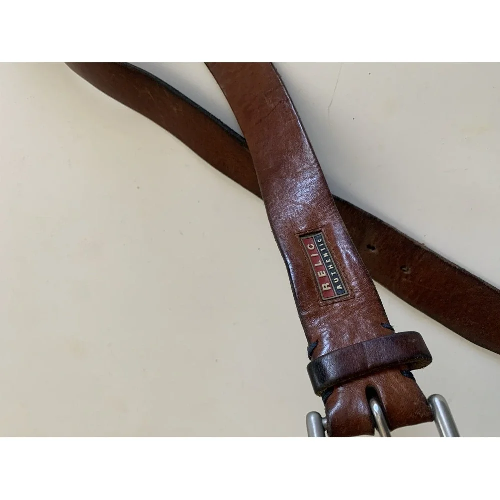 RELIC Authentic Men's Brown Belt Full Grain Cowhide Work Belt - Men's Size 35-38